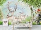 3D Animal Deer Family R25537 Wallpaper Wall Mural Self-adhesive Removable Luna