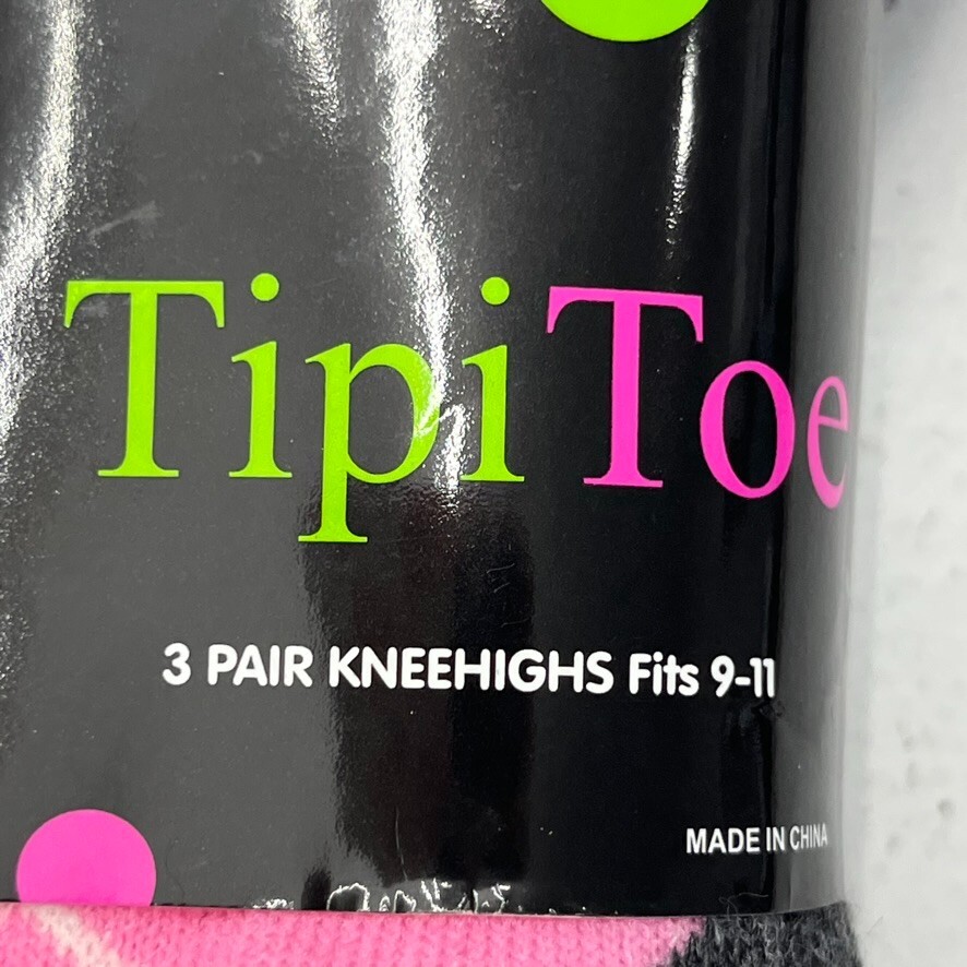 Tipi Toe Black & Grey 3 Pack Knee-High Socks Women's Size 9-11 NEW