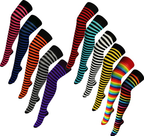 Calzini Sopra Il Ginocchio A Righe Donna - Cotone, Taglia 36-38, Per Look Casual E Comodi - Foto 6