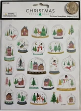 Christmas Snowglobes Stickers - 25 PC- Christmas Paper Crafts - G7