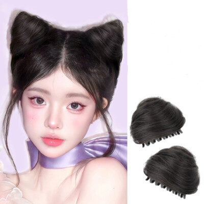 2PCS Mini Claw Clip in Hair Bun Messy Cat Ears Hair Bun  display picture 2