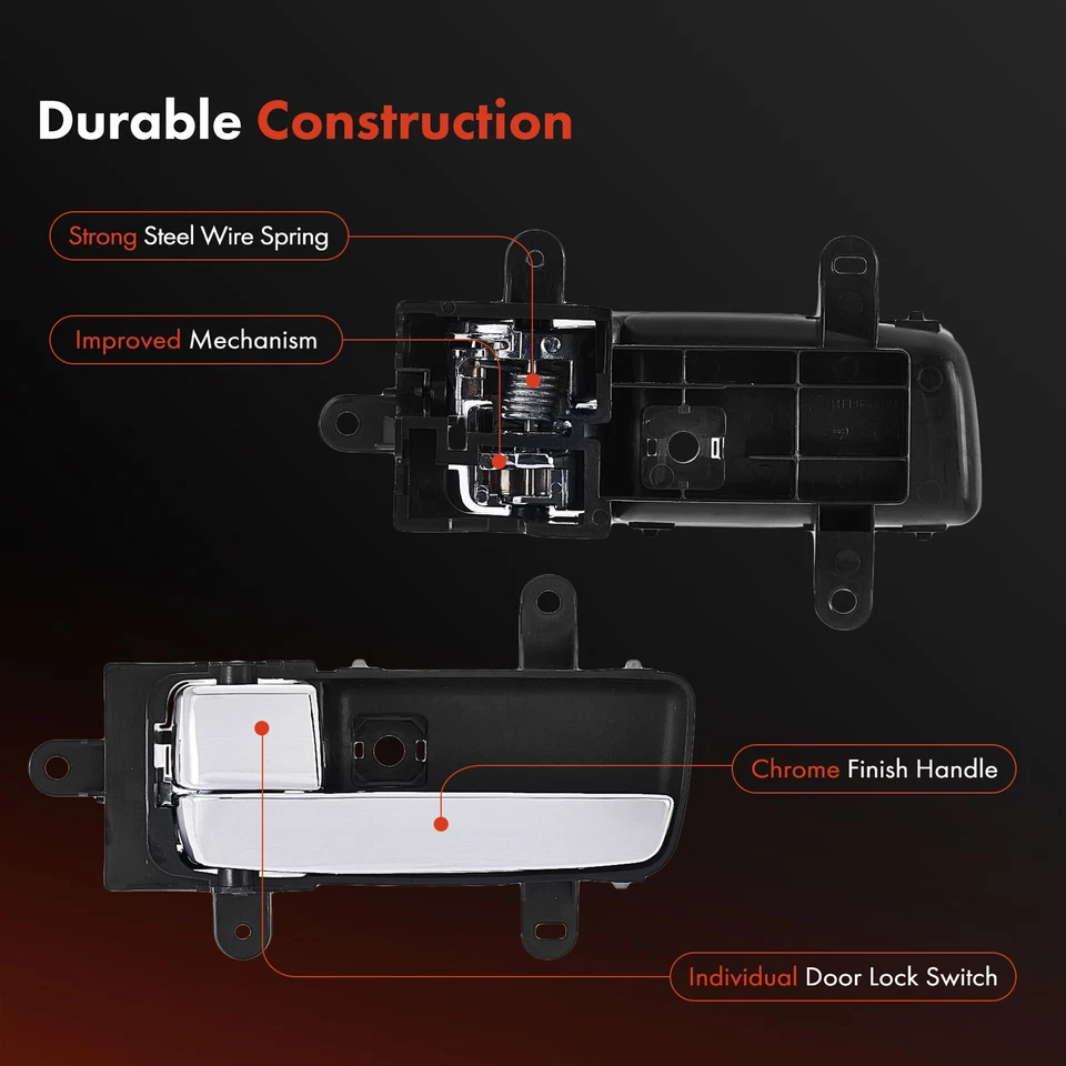 Manija de puerta interior delantera/trasera izquierda negra y cromada para Nissan Máxima 2006-2008 Foto 4 de 4
