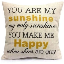 (Only Cover) You are My Sunshine Pillow Cover, Linen, 18 x 18 inches