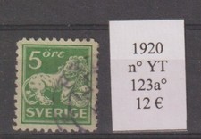 Timbre 1920 Suède n° YT 123a oblitéré