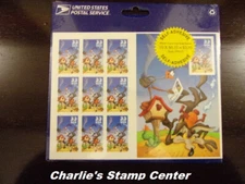 Scott's #3391 full sheet of 10, 33c. "Wile E. Coyote". "SEALED". MNH, OG