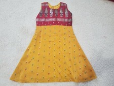 Girls Indian sleeveless Kurti, Yello, Ages 6-8, Material Cotton Silk, Used