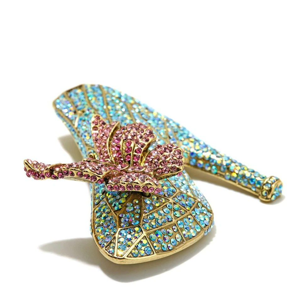 签名 Heidi Daus If The Shoe Fits Glass Slipper Pin SWAROVSKI CRYSTALS MUST!!!! — 第 2/2 张图片