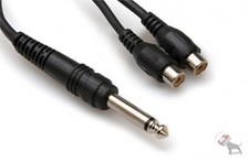 Hosa YPR-103 1/4" TS Male Mono To Dual RCA Female Y Adapter Splitter