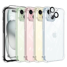 For  iPhone 15 Pro Max 15 Pro Shockproof Bumper Case Clear Cover/Tempered Glass