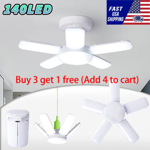 E27 LED Garage Light Bulb 100W Deformable Ceiling Fixture Lights Workshop Lamp