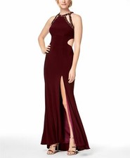  459 Betsy  Adam Women'S Red Embellished Cut-Out Sleeveless Gown Dress Size 4