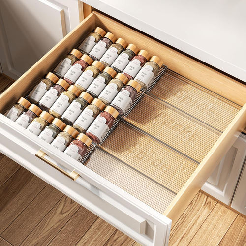 Spice Drawer Organizer, 4 Tier- 4 Pack Clear Acrylic Drawer Seasoning Organizer,