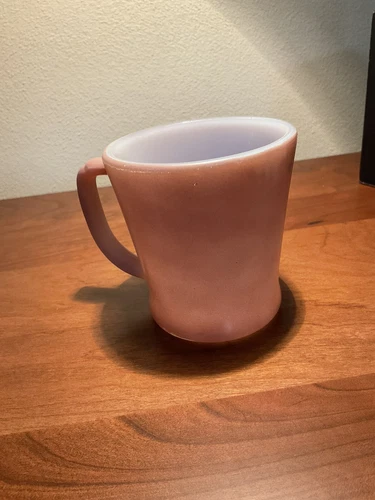 Vintage Fire king Anchor Hocking Rose Tan Mauve D Handle Coffee Cup /Mug  Rare