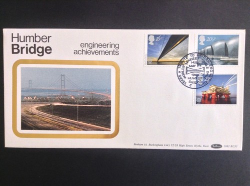 GB Benham 1983 Engineering Set on Humber Bridge First Day Cover - Hull S/H/S - 第 1/1 張圖片
