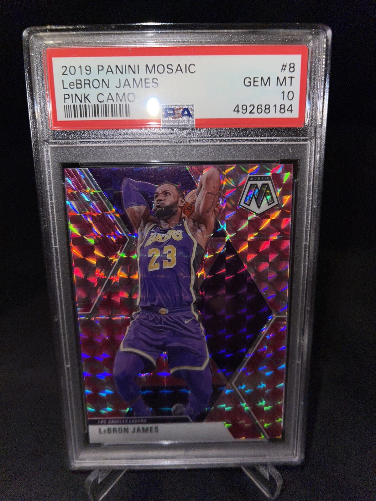 Mosaic 2019-20 NBA LA Lakers Lebron James Pink Camo Prizm Card *GEM MINT PSA 10*
