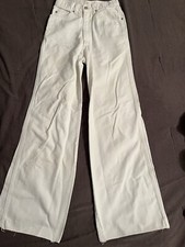 Vintage Womens Jeans 26x31 White Denim Wide Leg Pants 90s Great Cond.