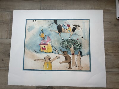 24 - 21 - 19 und ein König Farbradierung Janosch Kunstdruck  