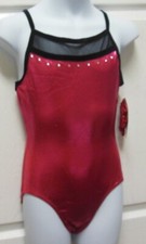 NWT Gymnastic Foil w/rhinestone trim Mesh RacerBack 3 colors ch/adlt scrunchie
