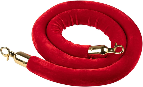 Juvale Set of 2 Red Velvet Stanchion Rope, 5-Foot Crowd Control Barriers with Po - Picture 4 of 12