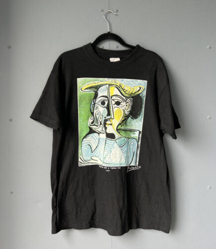 Vintage 1995 Pablo Picasso Woman with a Yellow Hat Art Painting Shirt Large RARE - Photo 1/5