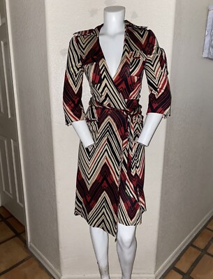 DIANE VON FURSTENBERG Silk Utility Multi Pocket Abstract Print Wrap DVF  Dress