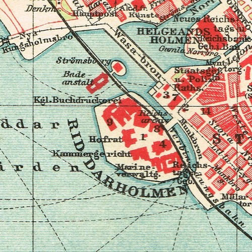 Stockholm Original Antique Vintage MAP dated 1905 SWEDEN city plan - Picture 2 of 13