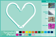 FISH HOOK HEART cut vinyl decal #1 car truck window Fishhook Love stickers