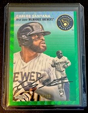 2023 Topps Chrome Platinum Carlos Santana Green Wave Refractor #10/99