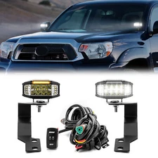 for 2005-2015 Toyota Tacoma 3.5'' LED Light Pods Amber DRL+ Ditch Mounts+ Wiring