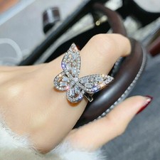 Gorgeous Butterfly 2.50 Ct Round Lab Created Wedding Ring 14K White Gold Finish
