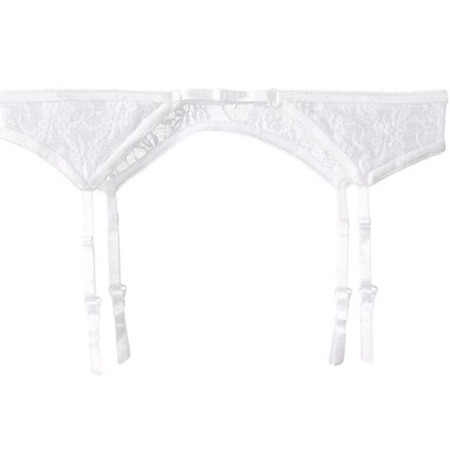 Lace Garter Belt Satin Bow Adjustable Sheer Floral Black White 3363 - Picture 8 of 10
