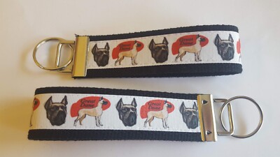 Great Dane Dog Breed 6'' Key chain Key Fob Wrist Strap Key Ring Gift Pet Love Dog