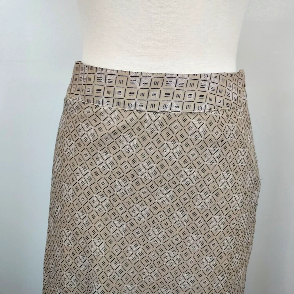 Covington A Line Skirt Womens Size 8P Flowy Lined Beige Black Chiffon Career - Image 3 of 4