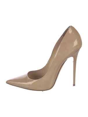JIMMY CHOO Anouk Nude Patent Leather Pumps Size 10 IT 40 Good Used Condition
