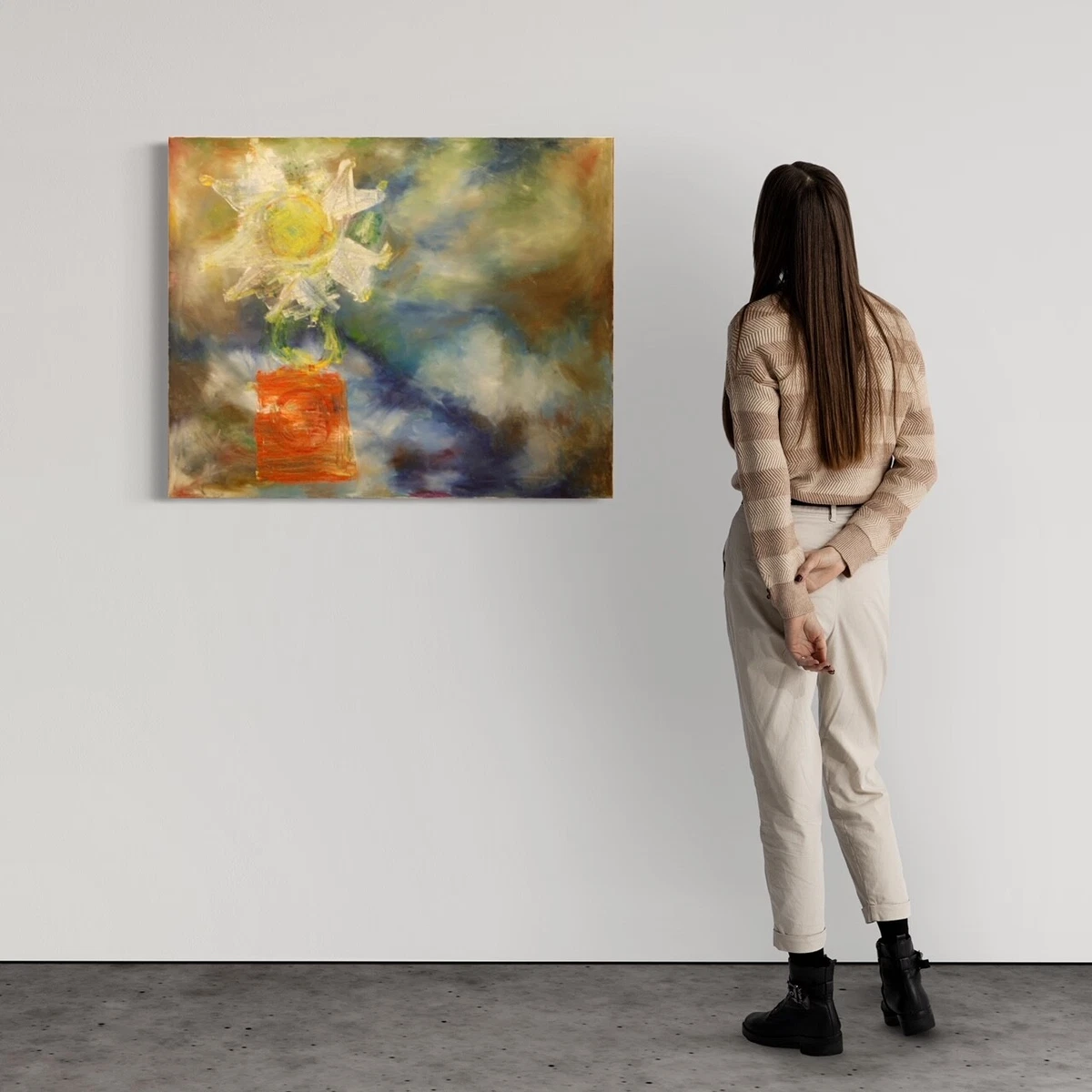 Cuadro holandés moderno abstracto técnica mixtas lienzo marco pintura 900