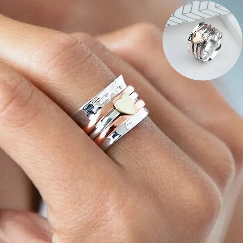 Anxiety Ring Anti Stress Women Rotate Freely Figet Spinner Rings Spinning Rings