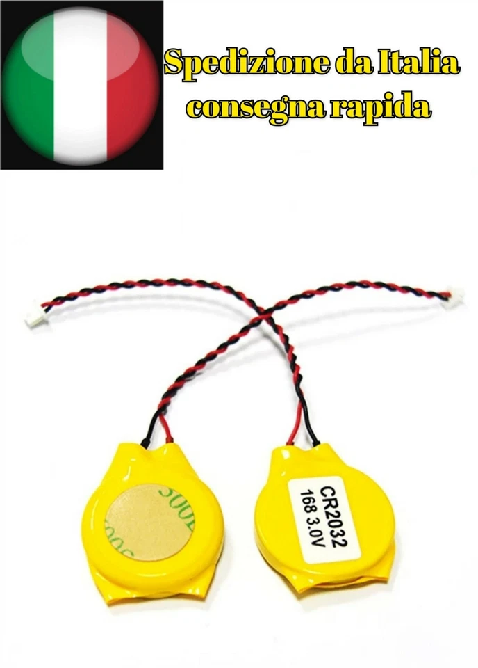 BATTERIA BIOS CR2032 CMOS NOTEBOOK COMPUTER LAPTOP 3V 2PIN GIALLA. 