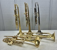 LOT OF 5 TRUMPETS FOR PARTS OR REPAIR - OLDS, CARLTON, 2 BACH, BLESSING