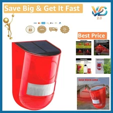 Solar Sound & Light Alarm Motion Sensor 110dB Siren Flasher Security System