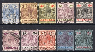 GRENADA 1921-31 KGV SET COMPLETE AS PER GIBBONS TO 2/6D (TWO VALUES MISSING) VFU