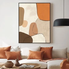 Creativity Gray Hand Painted Oil Painting on Canvas Abstract Wall Art Orange