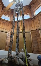 72" Tall Macrame Plant Table Hanger Boho White W/ 2 Plant Holder Rings 8"  12"