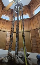 72" Tall Macrame Plant Table Hanger Boho White  W/ 2 Plant Holder Rings 8" & 12"