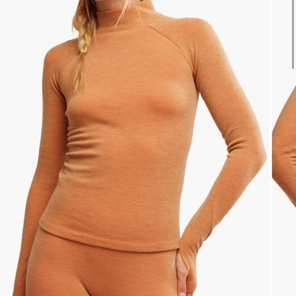 $128 FP Movement Women's Base Layer Top-Camel Heather - Medium/Large - New Tags