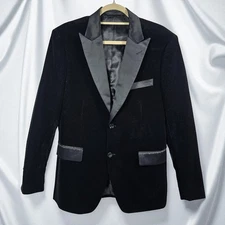 Mens Tailored Recreation Premium Black Velvet Tuxedo Blazer Jacket Size Medium