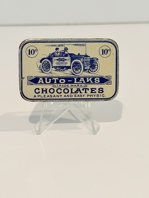 ANTIQUE AUTO-LAKS CHOCOLATES ADV POCKET TIN