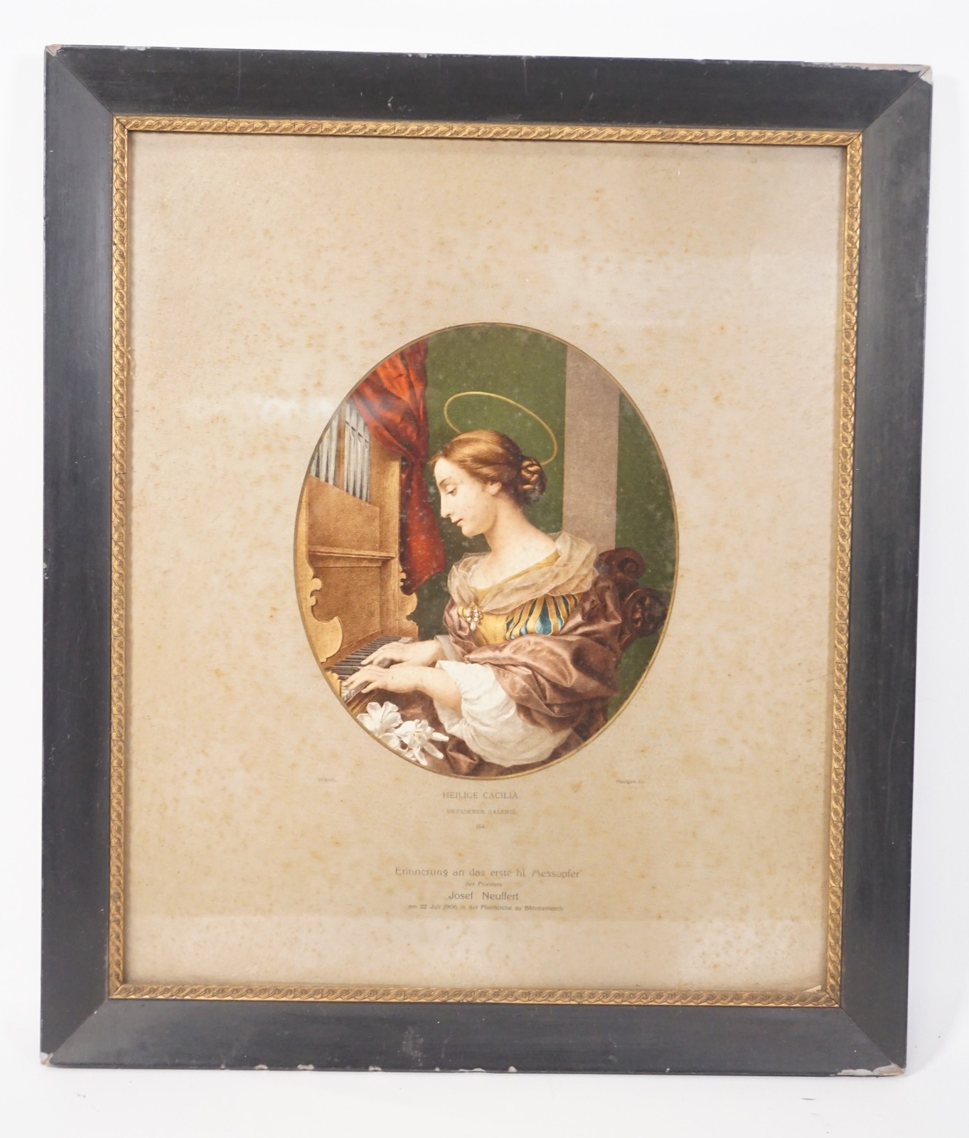 Antiker Druck Heilige Cäcilia Hl. Messopfer 1906 Josef Neuffert Böhmenkirch