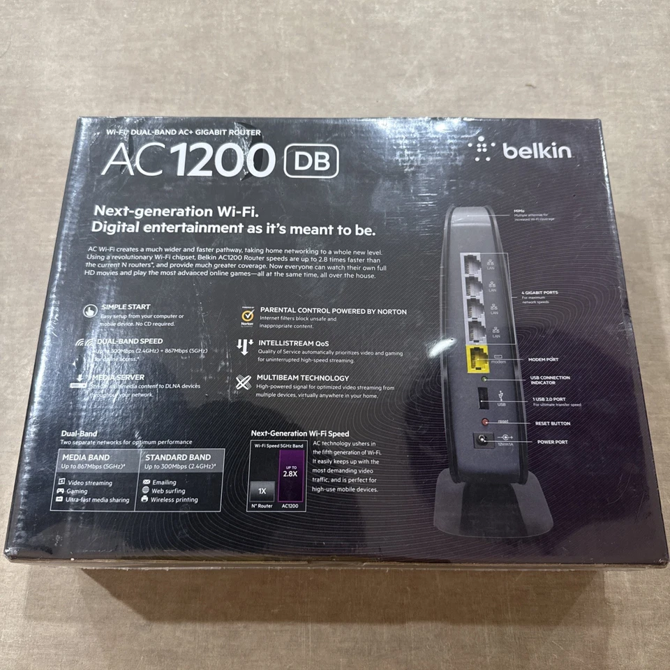 belkin ac 1200 db Wi-Fi Dual Band AC Plus Gigabyte Router F9K1113-8830-19261 - Image 2 of 4