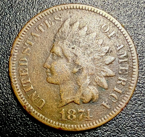 1874 Indian Head Cent Bronze. VF Details Partial Liberty