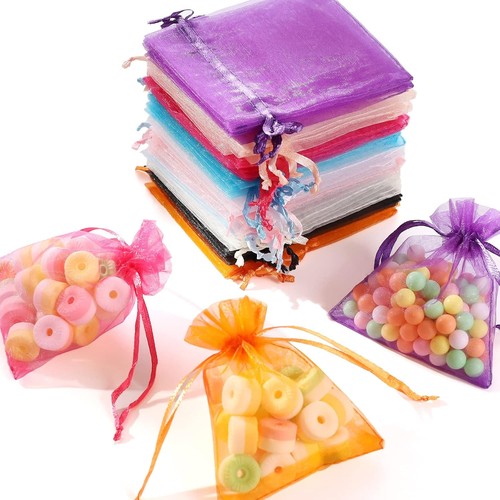 100 Pcs Organza Jewelry Bags with Drawstring Gift Pouches for Small Presents - Afbeelding 1 van 7